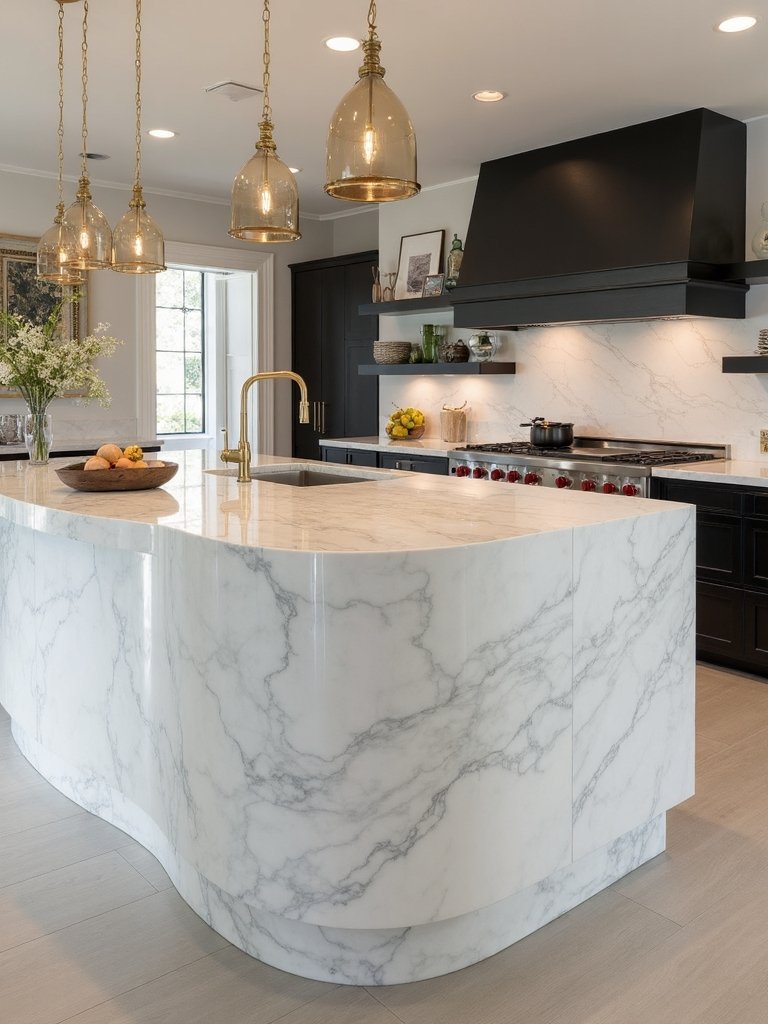 organic flowing kitchen counter compositions
