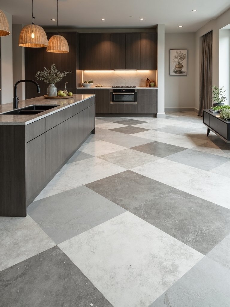 personalized artistic kitchen floor designs