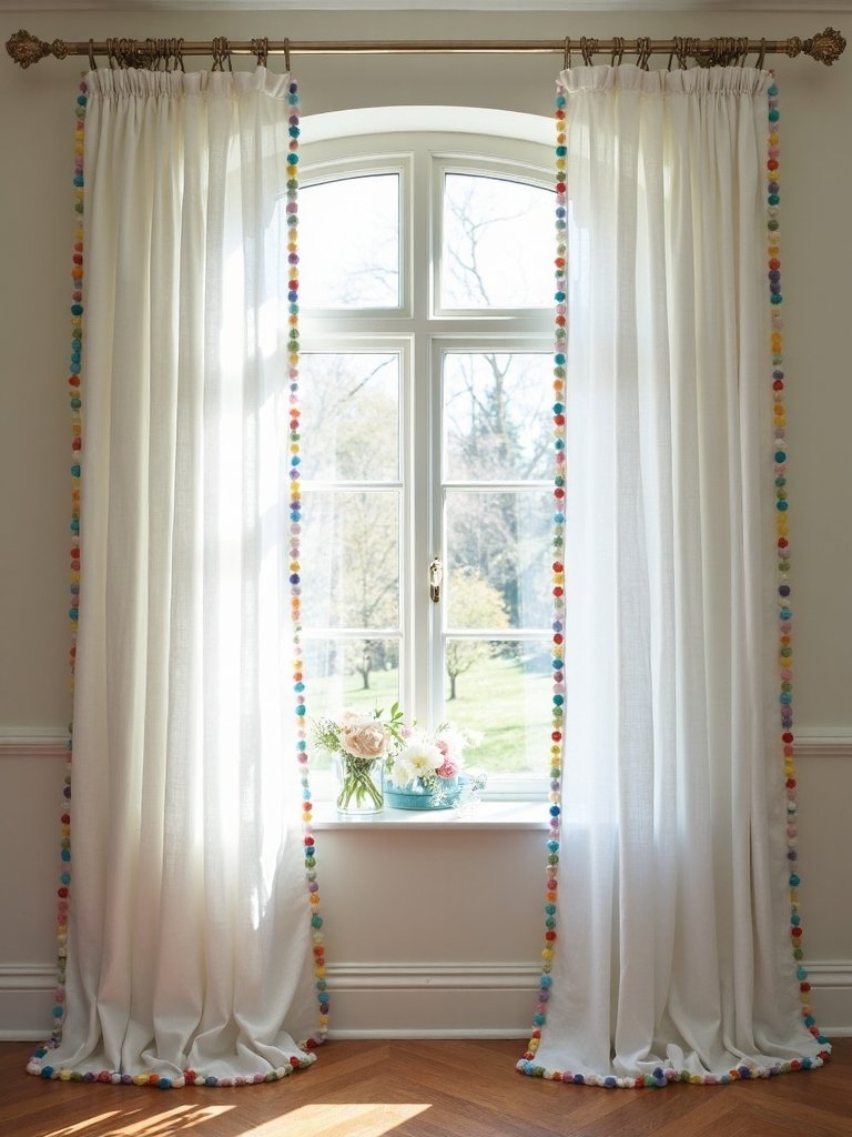 playful trim elevates neutral curtains