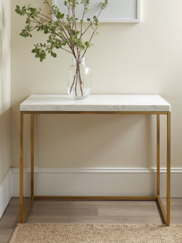 refined marble side tables accented gold