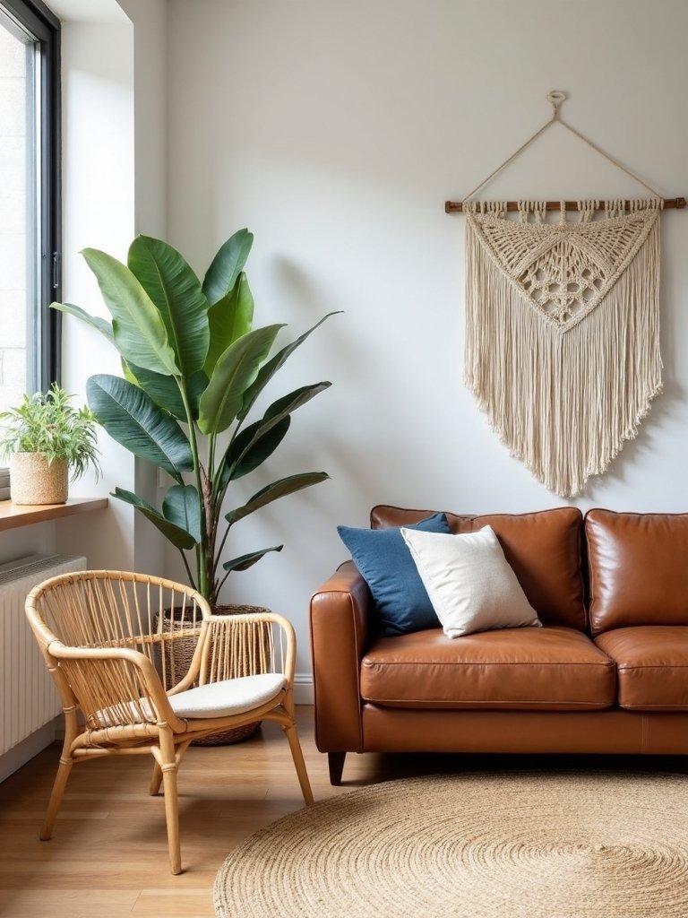 refined minimalist bohemian living room