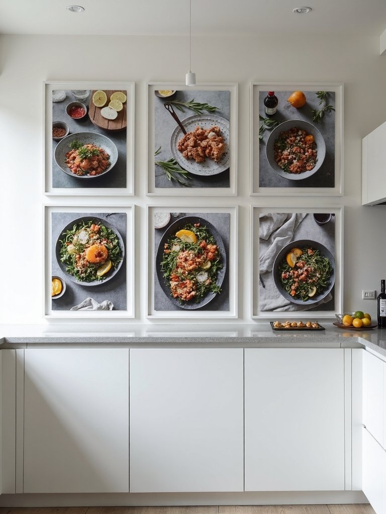 refined monochromatic kitchen wall gallery