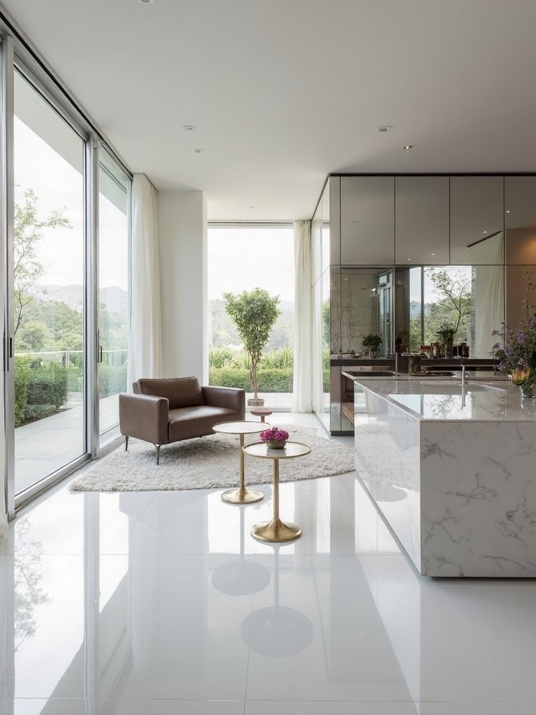 reflective surfaces amplify natural brightness