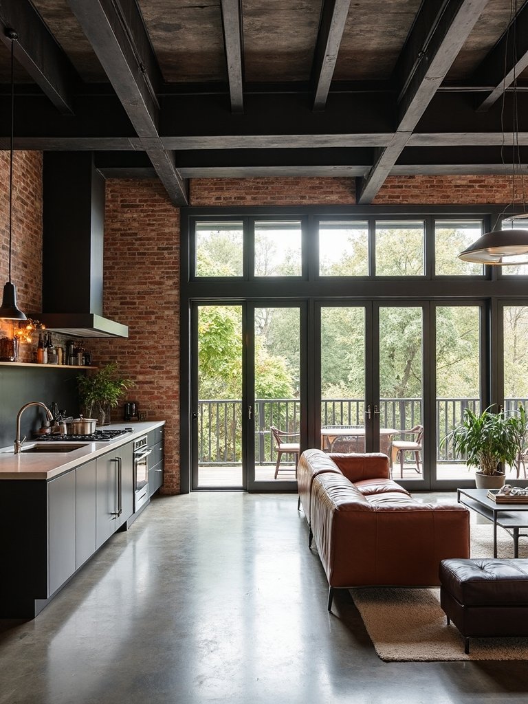 rustic industrial minimalist living space