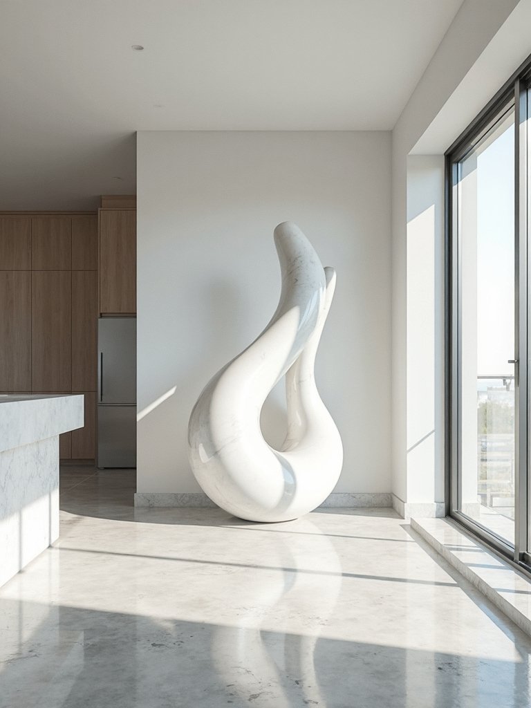sculptural elegance transforms minimalist living space
