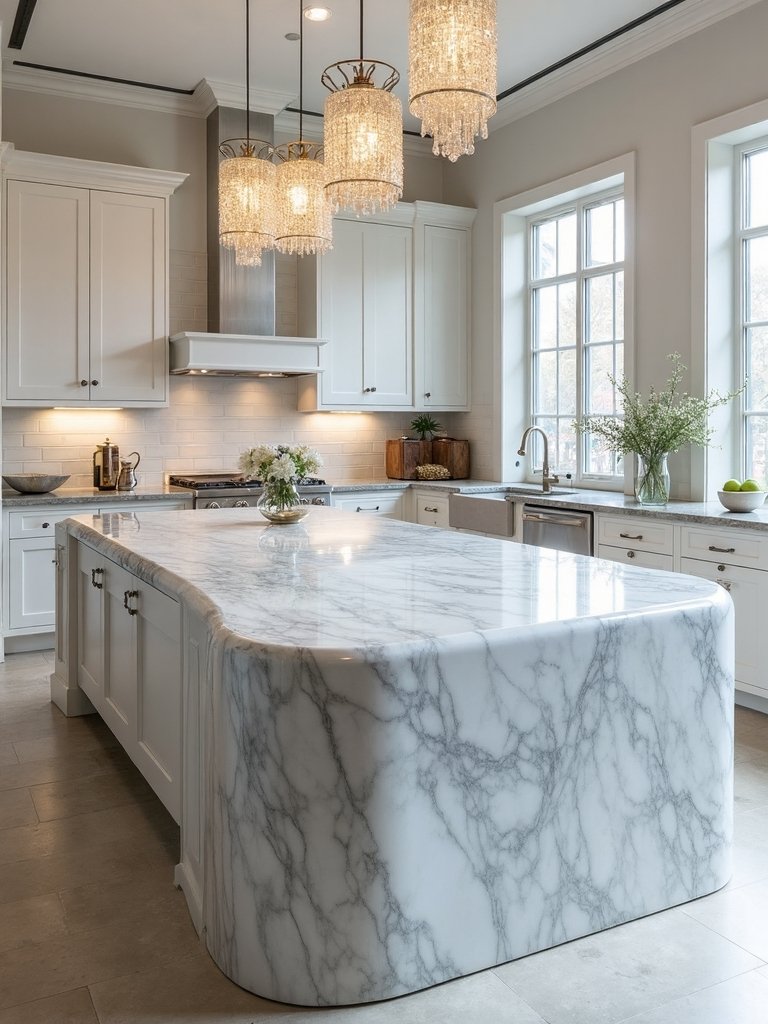 sculptural stone kitchen centerpieces