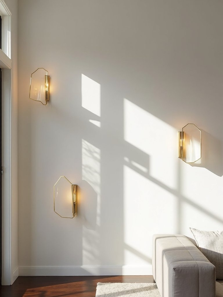 sculptural wall sconces enhance minimalist ambiance