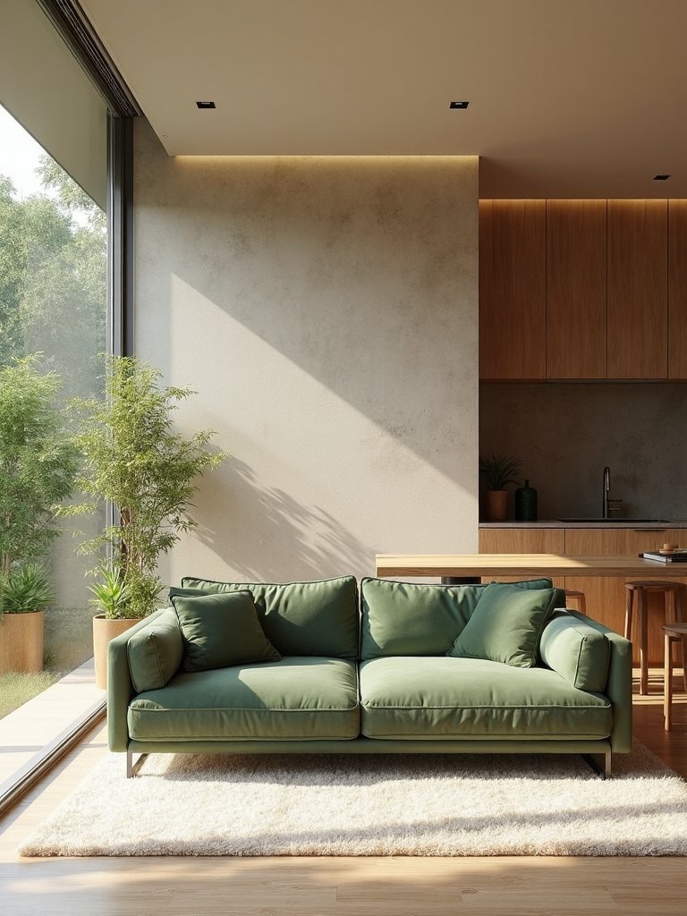 serene nature inspired minimalist living room