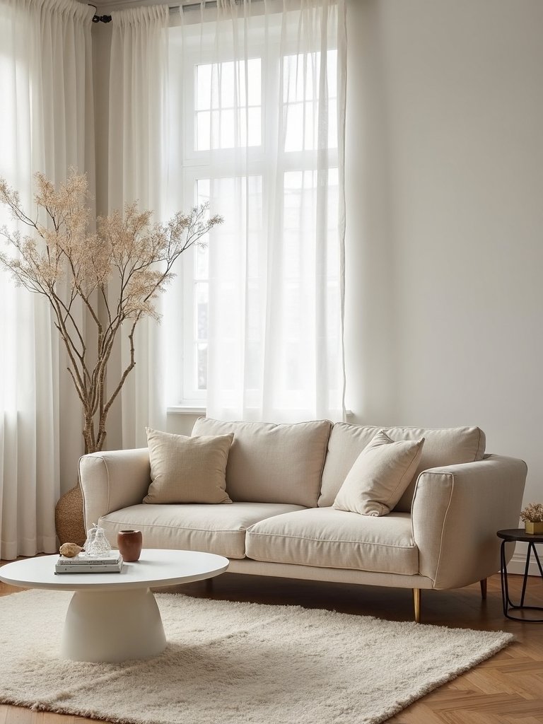 serene neutral minimalist living room