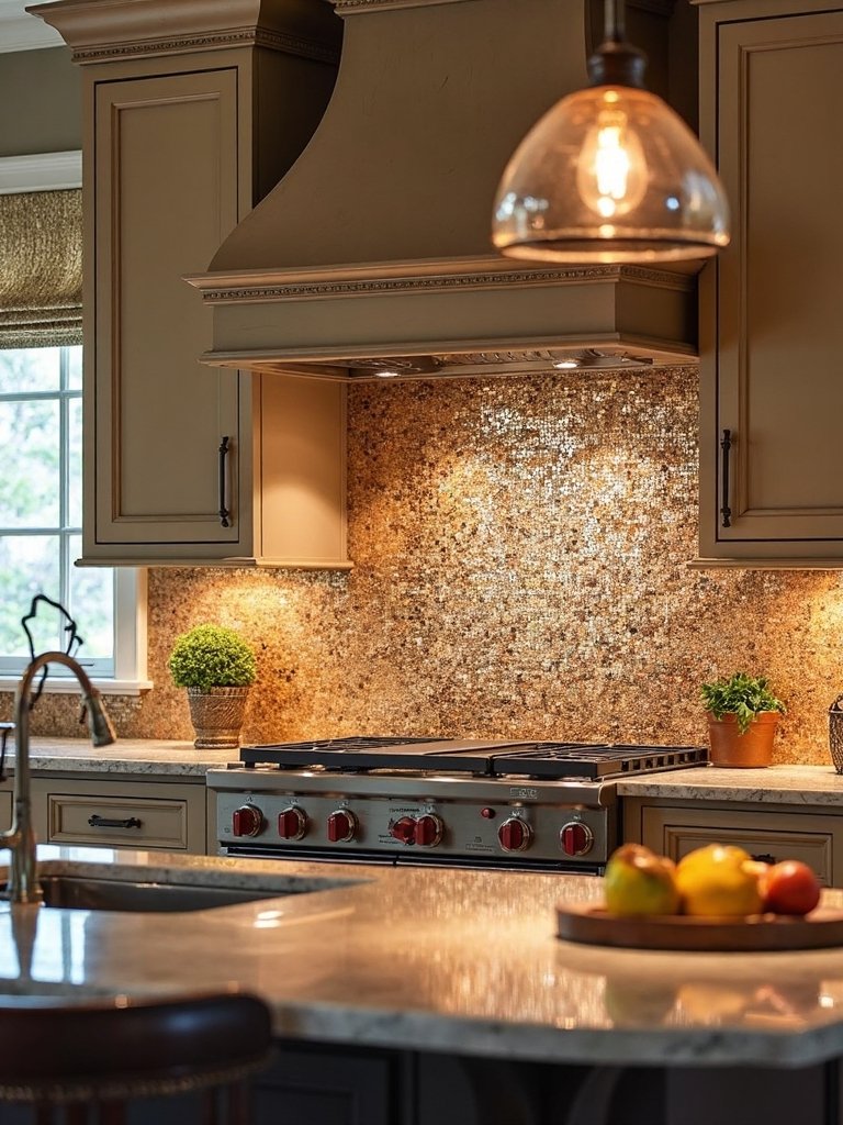 shimmering luxurious metallic mosaic tiles