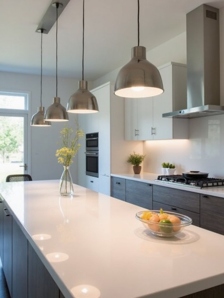 sleek linear suspension kitchen island lights