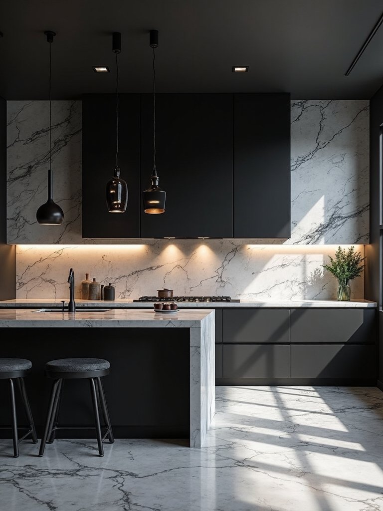 sophisticated contrast in modern kitchens