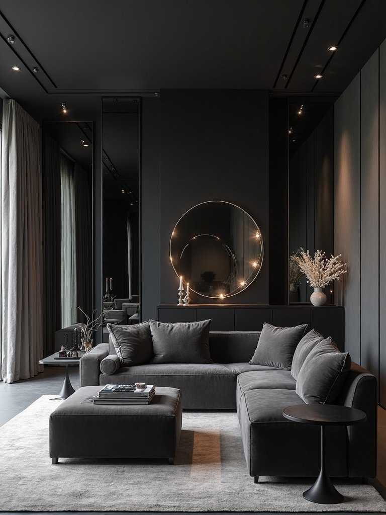 sophisticated dark glass mirror combinations