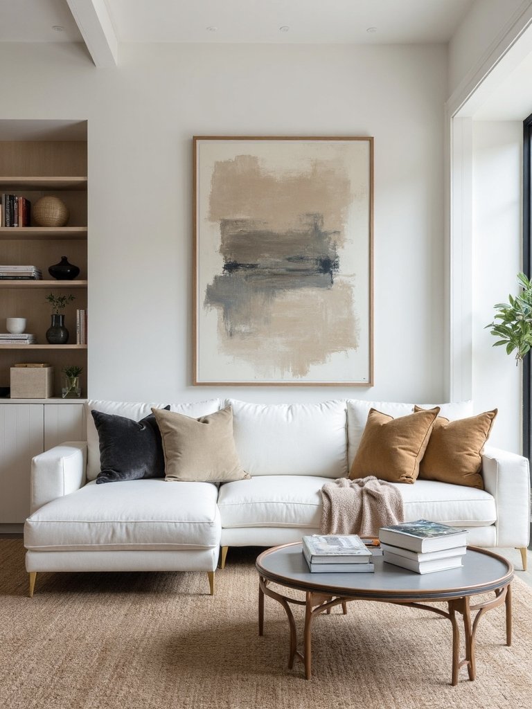 sophisticated gallery style living room showcase