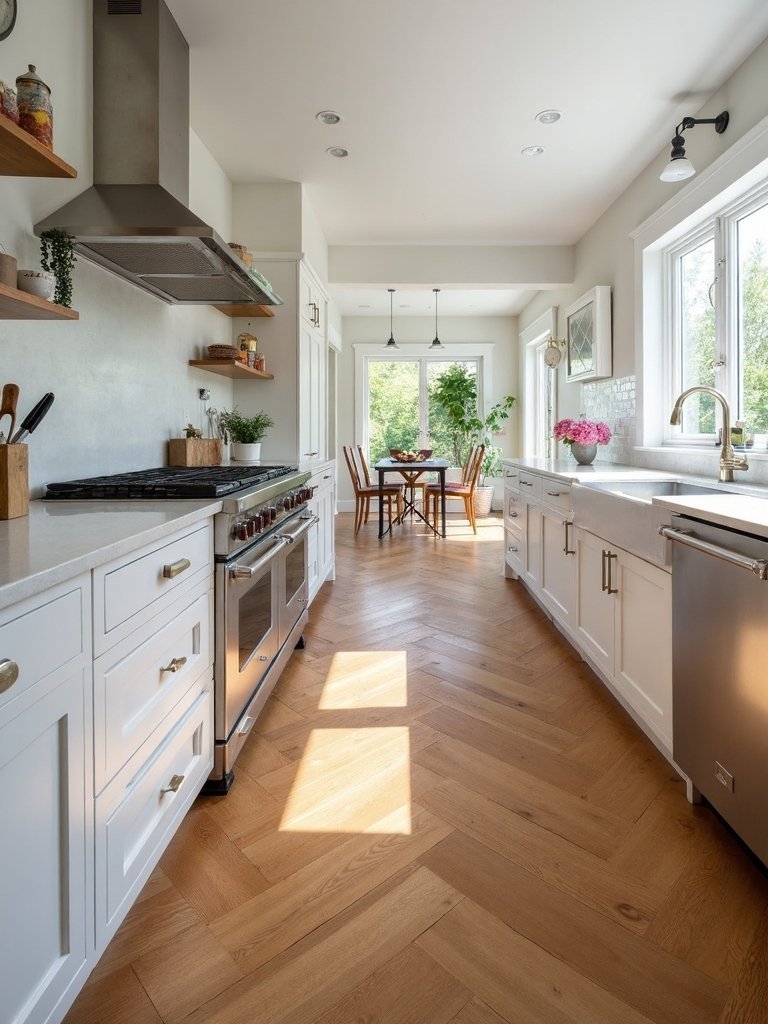 sophisticated geometric kitchen floor patterns