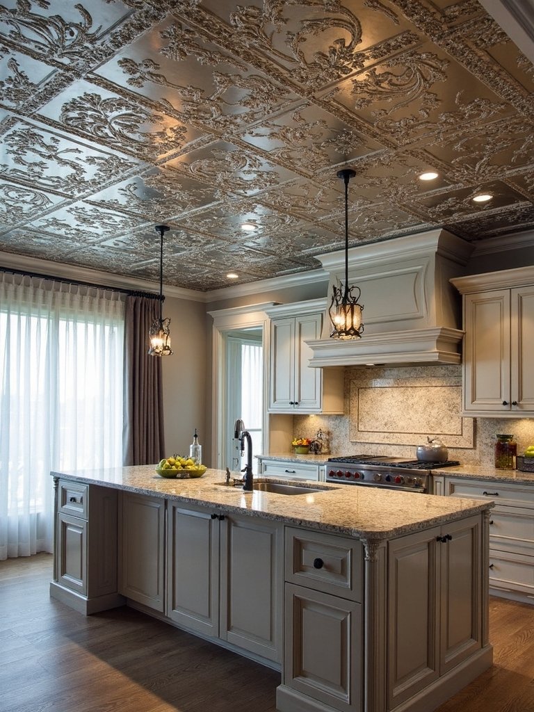 sophisticated metallic tin ceiling patterns