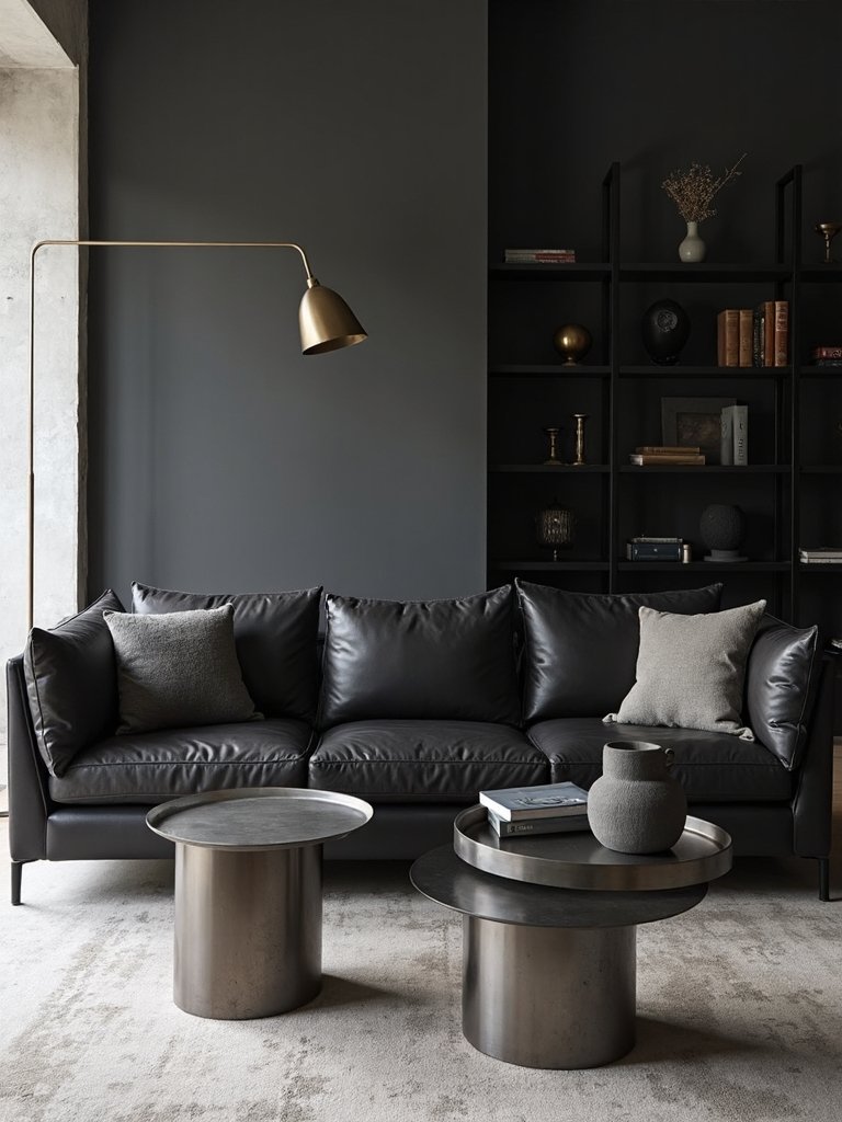 sophisticated minimal dark leather metallic