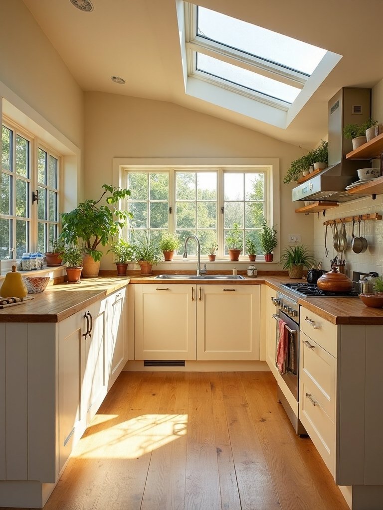 sunlit airy natural kitchen ambiance