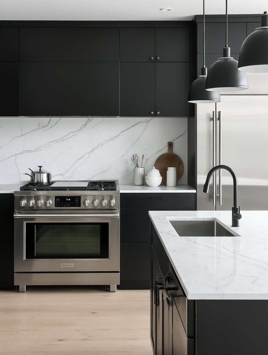 timeless modern black white kitchen