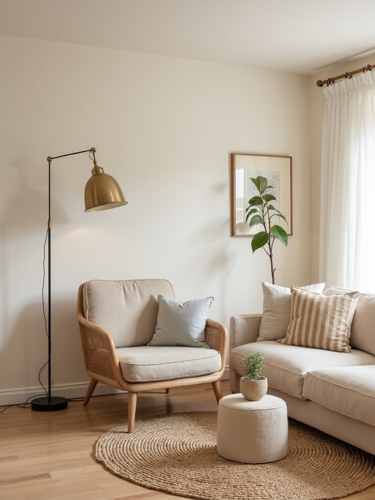 timeless neutral vintage minimalist living