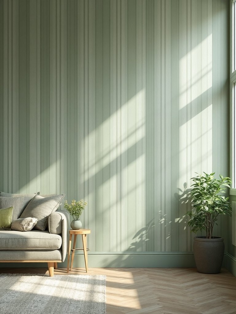 vertical stripes heighten living room visually