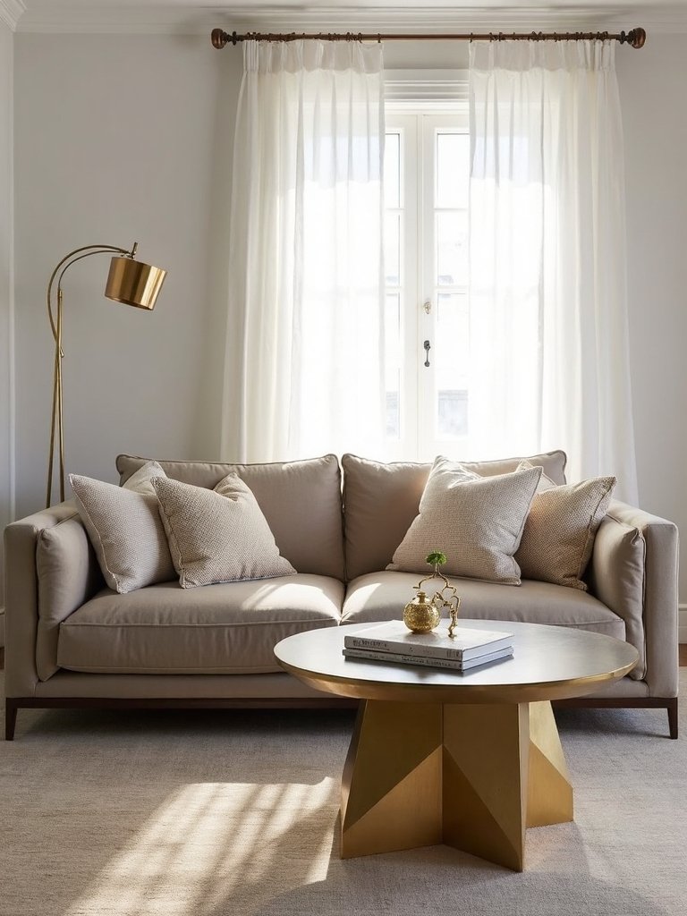 warm taupe minimalist sophisticated brass