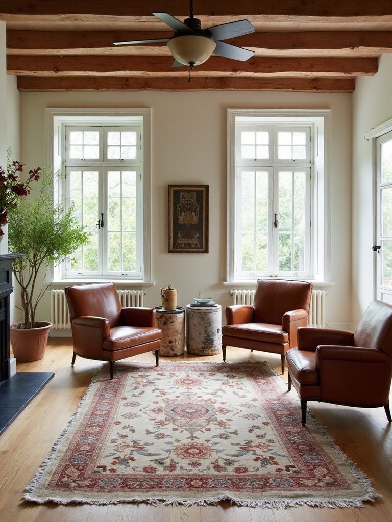 weathered rugs on natural flooring