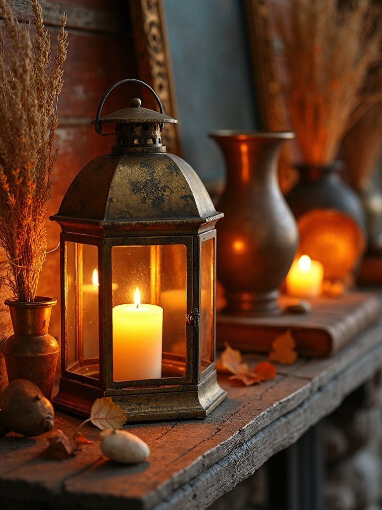 antique lanterns enhance decor
