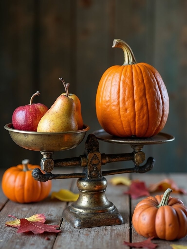 antique scales with harvest