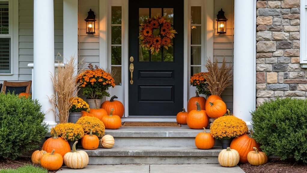 asymmetrical fall porch decor