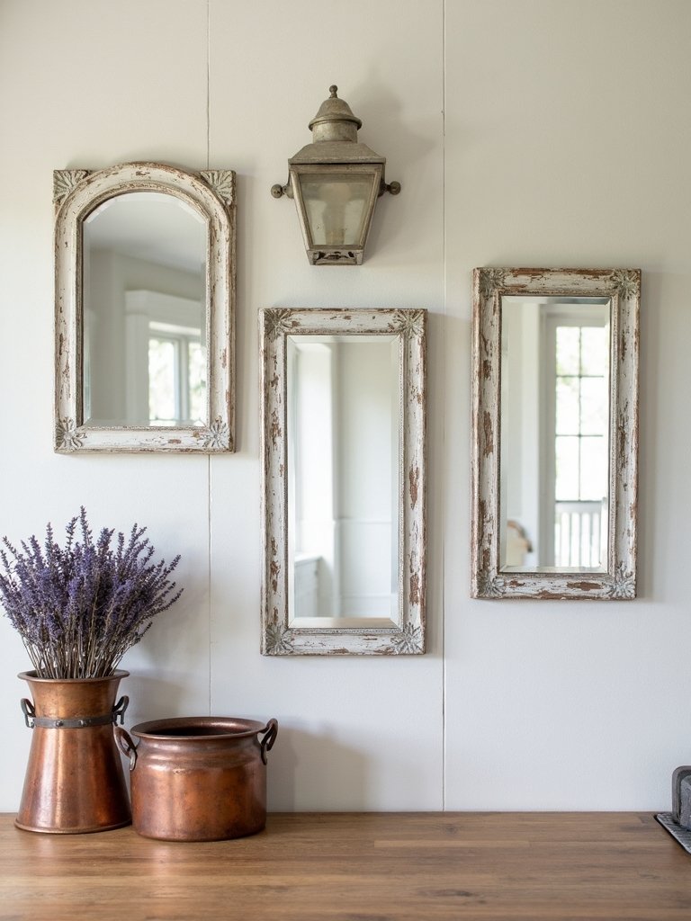 authentic light filled farmhouse mirror decor