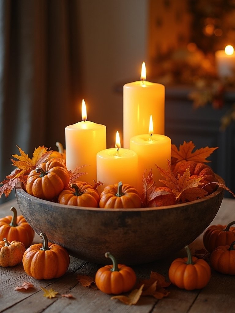 autumn candle centerpiece display