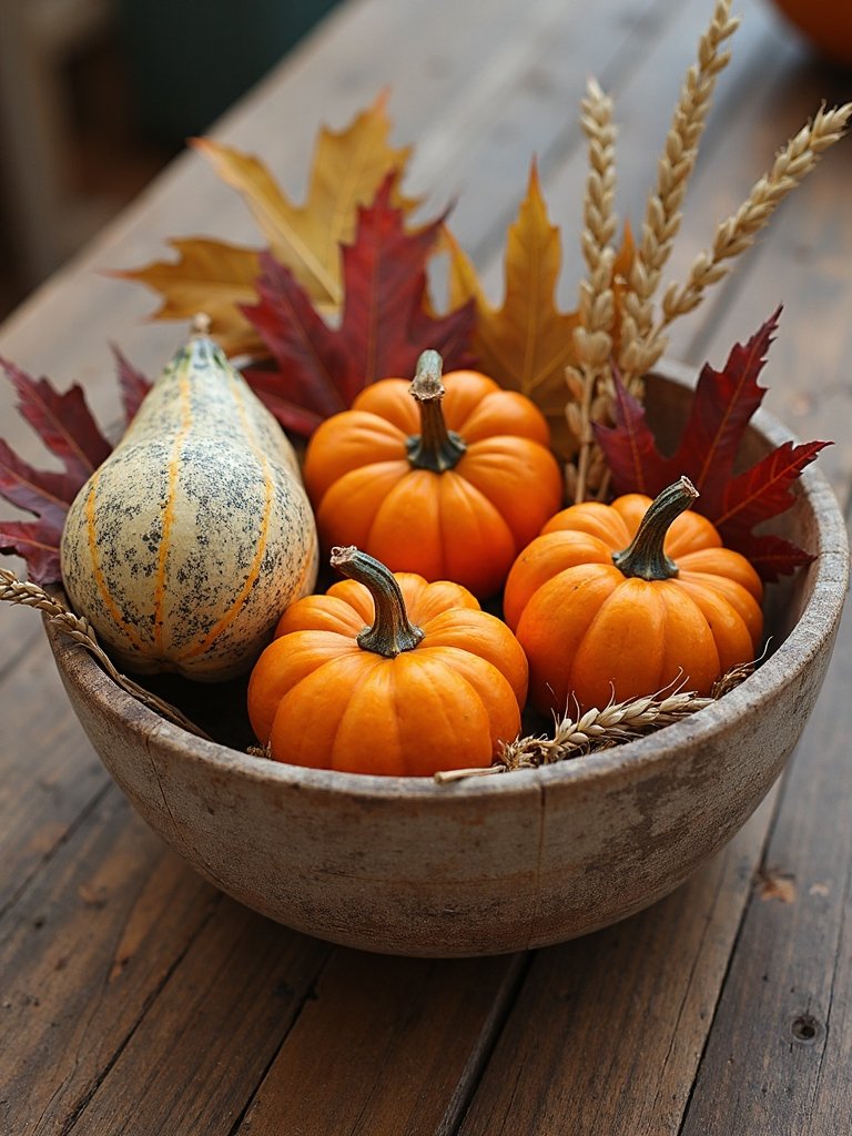 autumn centerpiece with gourds