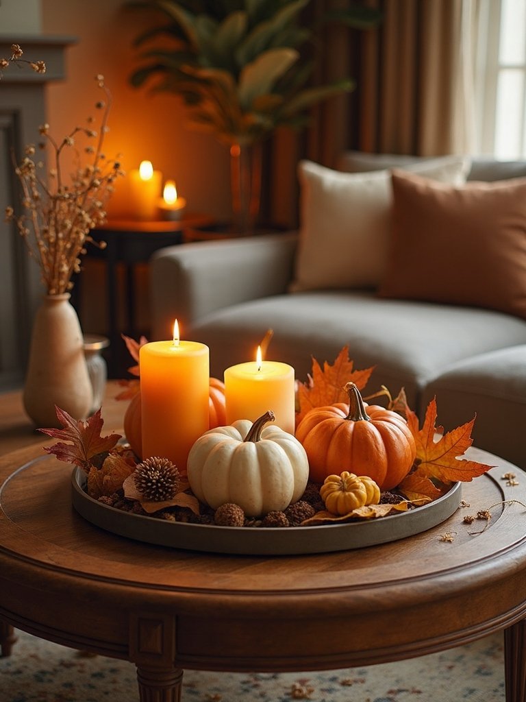 autumn display with trays