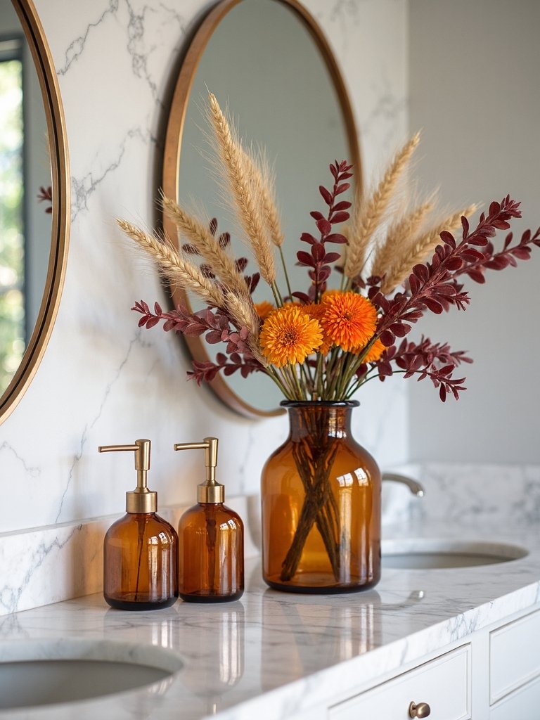 autumn floral bathroom decor