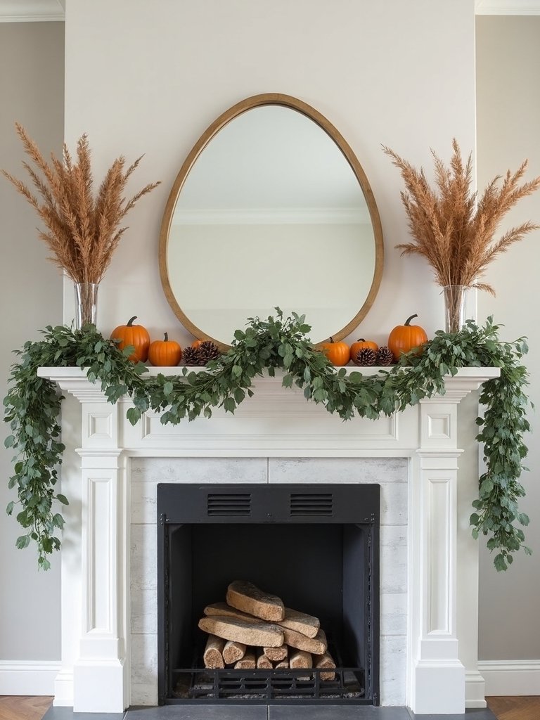 autumn greenery with pumpkins