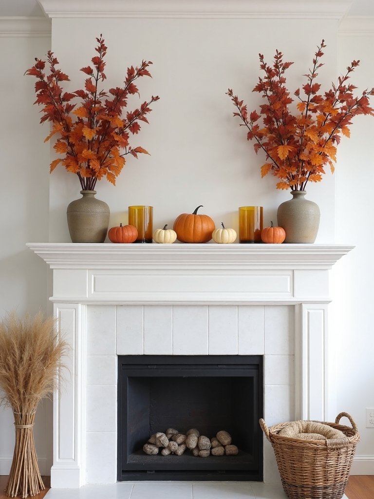 autumn mantel decor transformation
