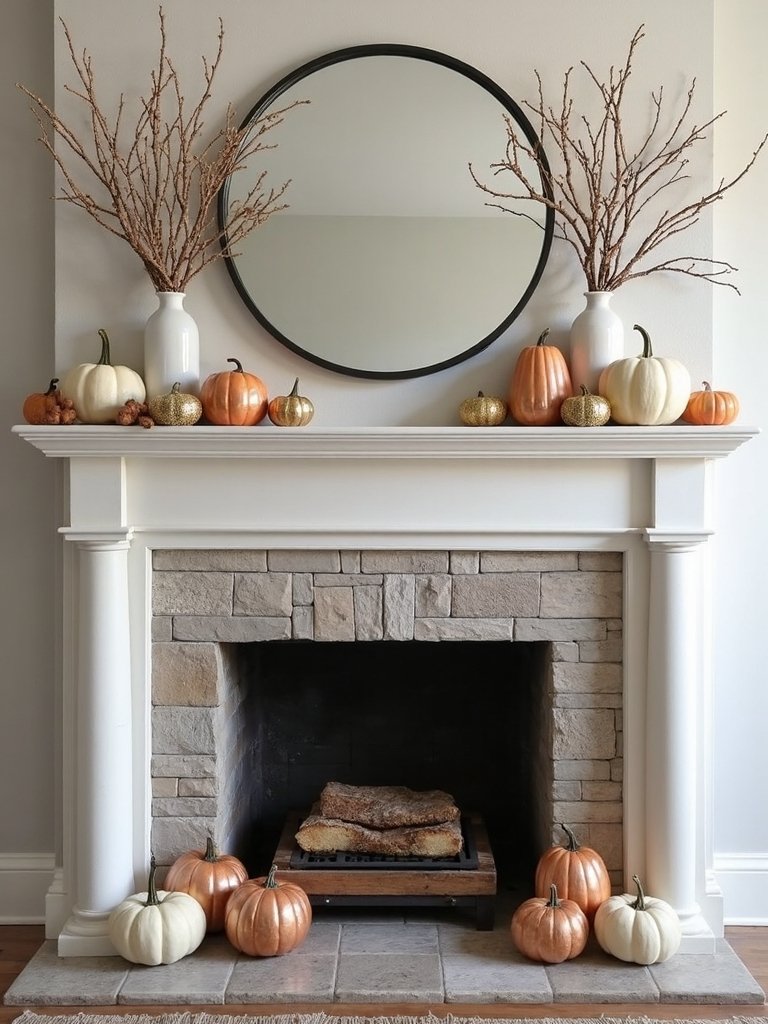 autumn mantel gourd display
