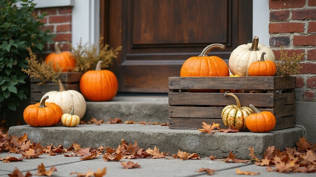 autumn pumpkin and gourd display