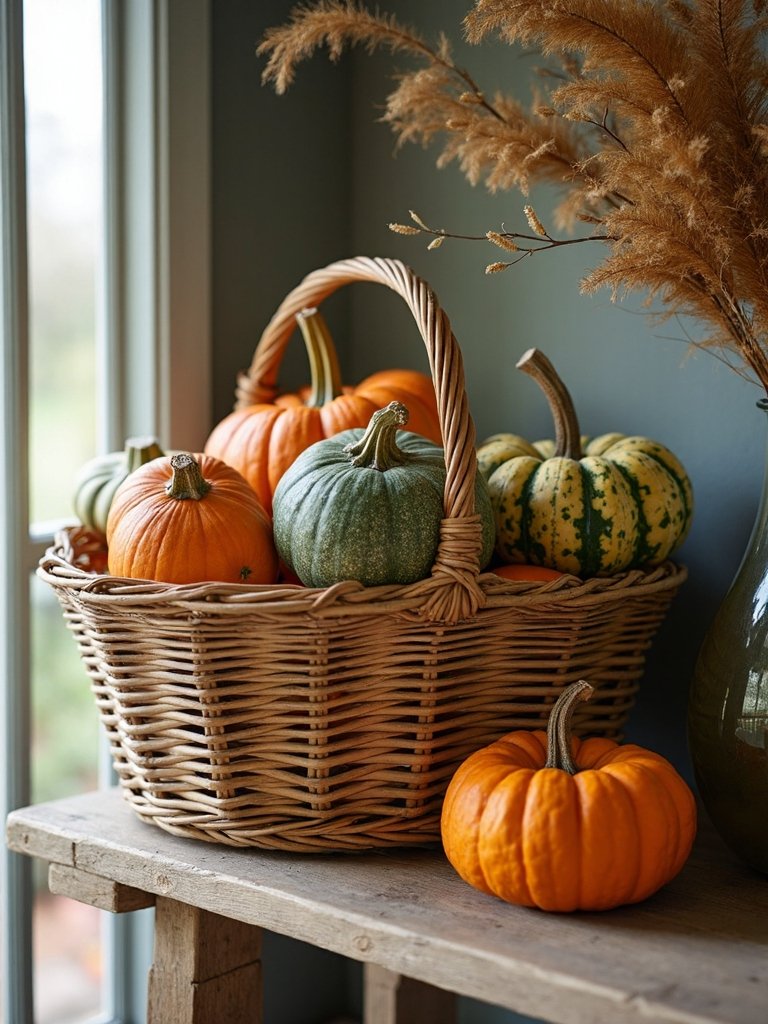 autumn pumpkin basket display