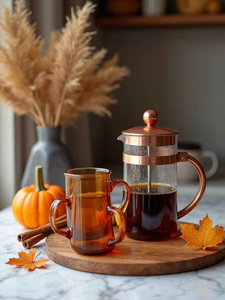 autumn themed coffee station setup