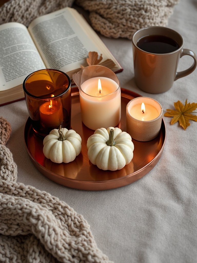 autumn themed coffee table display