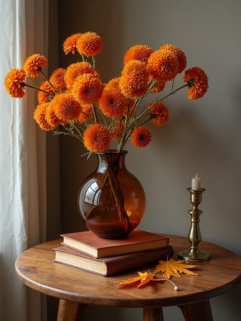 autumn themed side table decor
