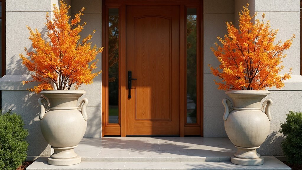 autumn urns with branches