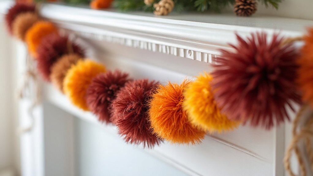 autumn yarn pom pom garland