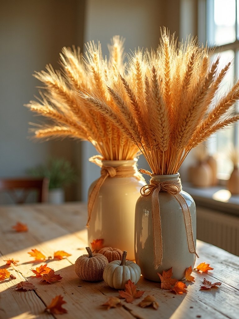 autumnal dried wheat arrangements