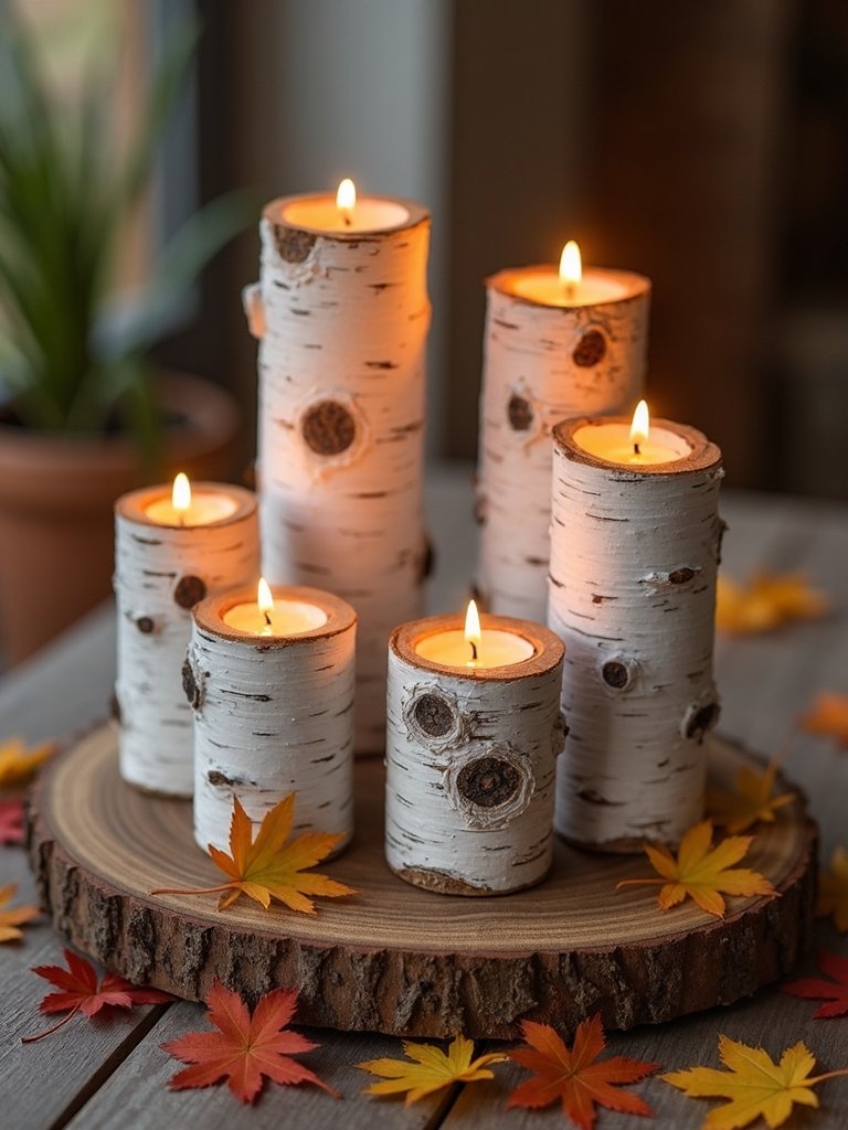 birch log candlesticks creation