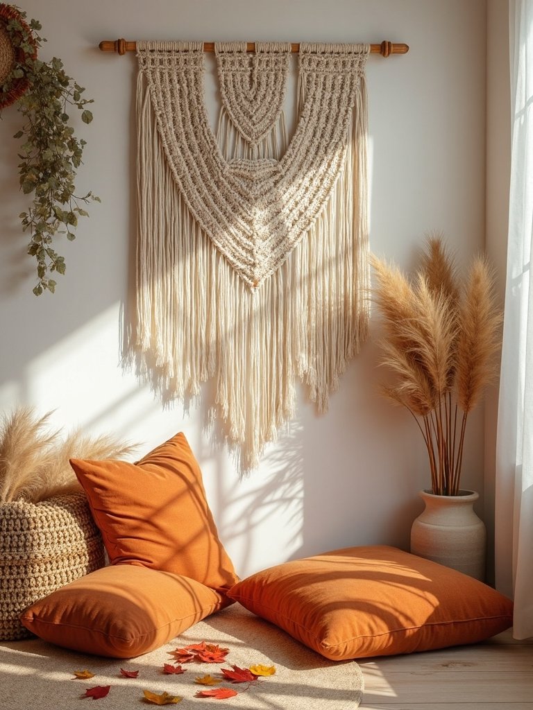 boho fall meditation corner