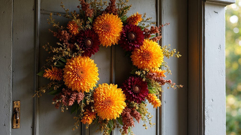 bold floral seasonal wreath