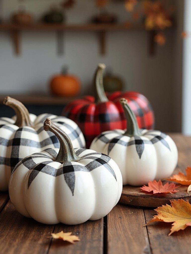 buffalo check pumpkin decor